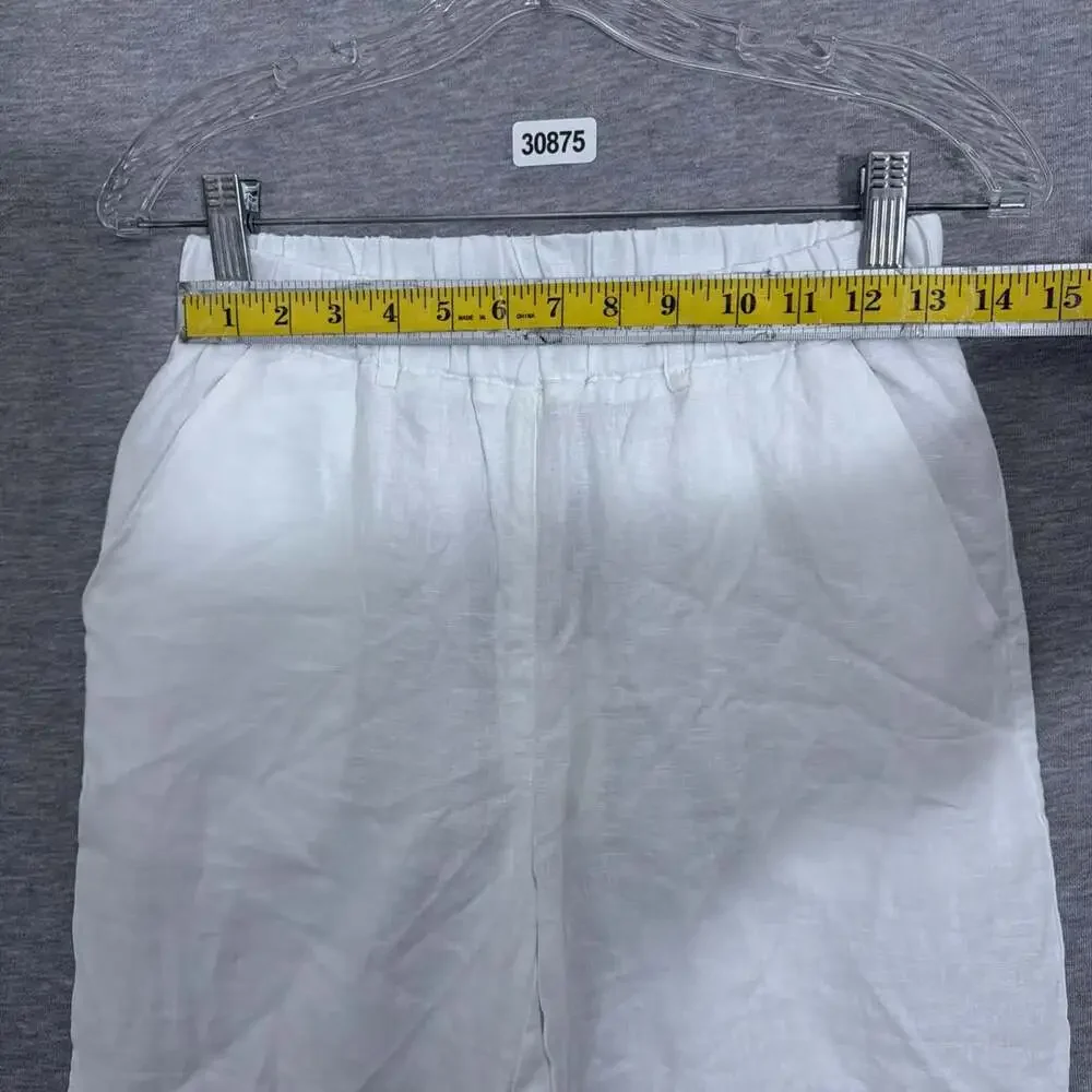 Quince Women's Size XS White European Linen Pants E-Waist Pull On